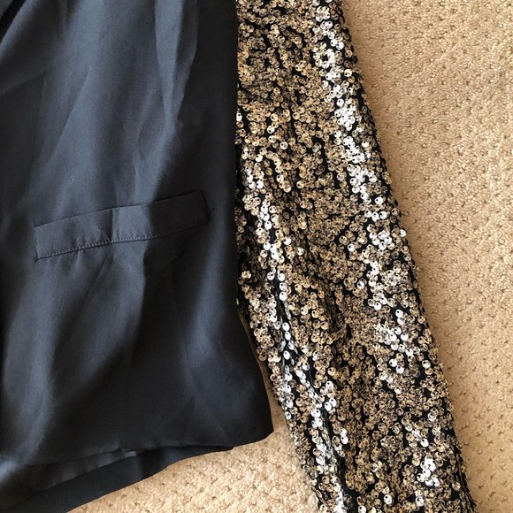 Black Blazer with Gold Sequin Sleeves - Picture 4 of 5